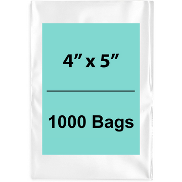 Clear Flat poly Bags 4"X5" 1.5 Mil 1000 Bags